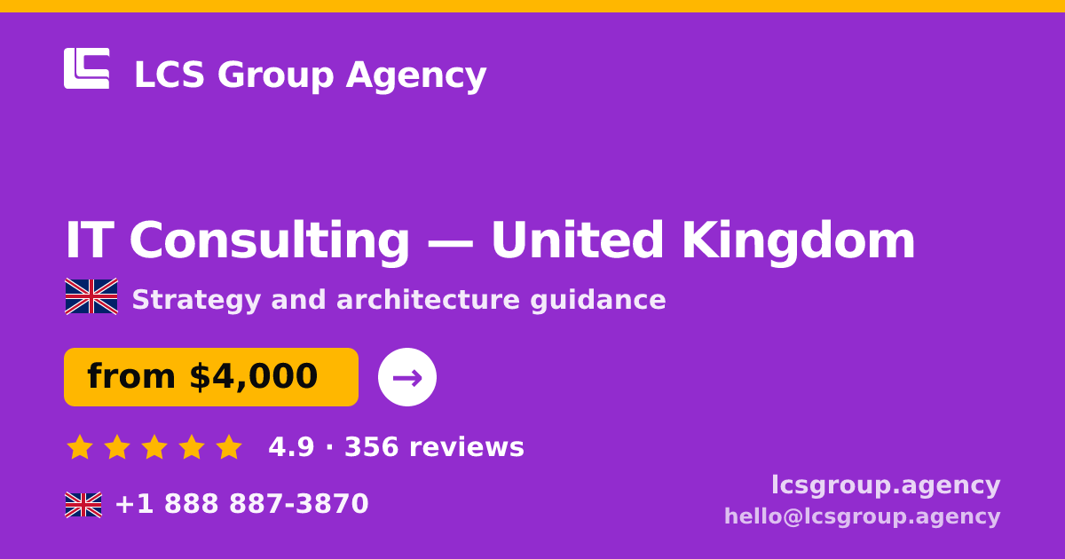 IT Consulting in Birmingham — from $4,200, rated 4.7/5 by 2528 clients. LCS Group Agency.