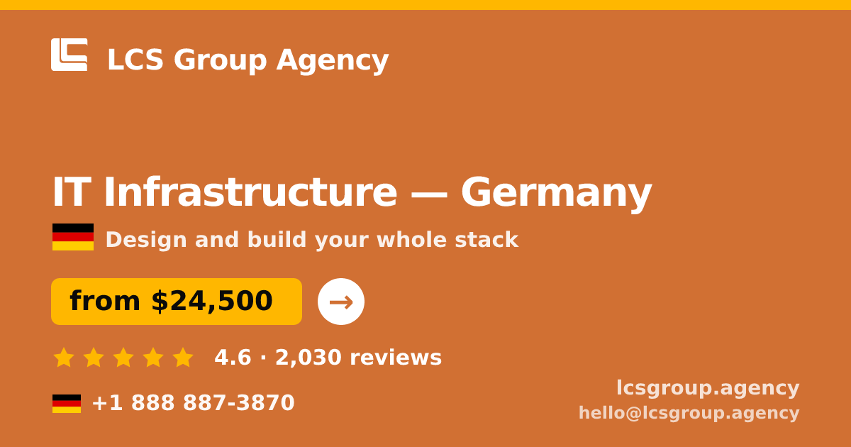 IT Infrastructure in Germany — from $24,500, rated 4.6/5 by 2030 clients. LCS Group Agency.