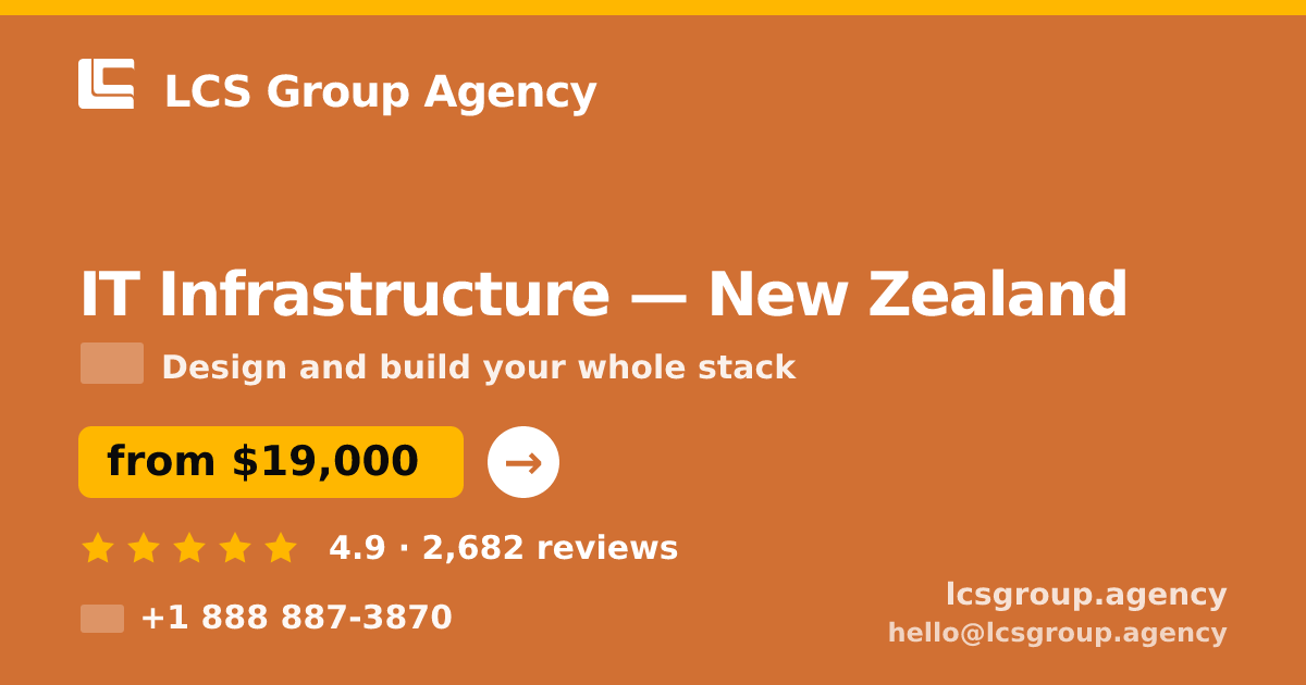 IT Infrastructure in New Zealand — from $19,000, rated 4.9/5 by 2682 clients. LCS Group Agency.