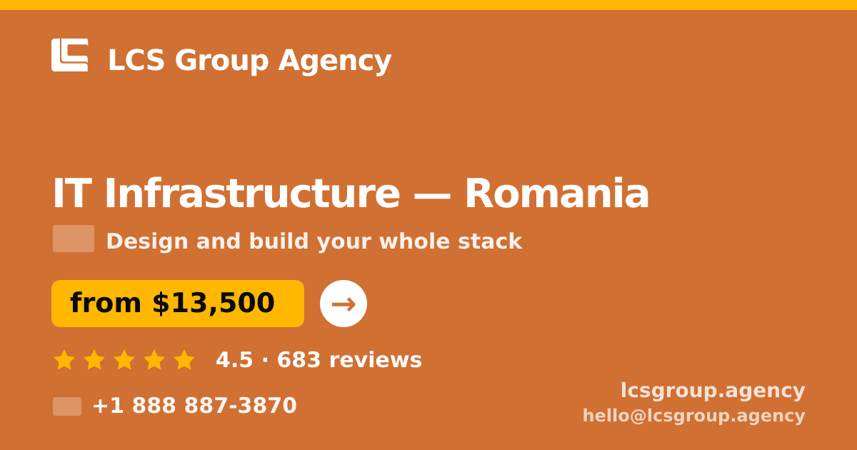 IT Infrastructure in Romania — from $13,500, rated 4.5/5 by 683 clients. LCS Group Agency.