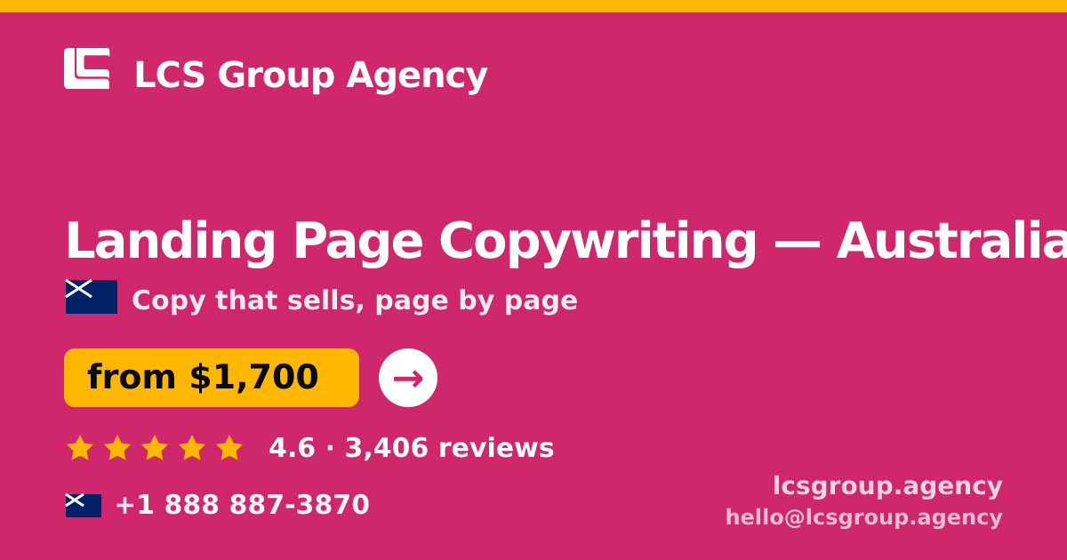 Landing Page Copywriting in Australia — from $2,000, rated 4.9/5 by 2805 clients. LCS Group Agency.