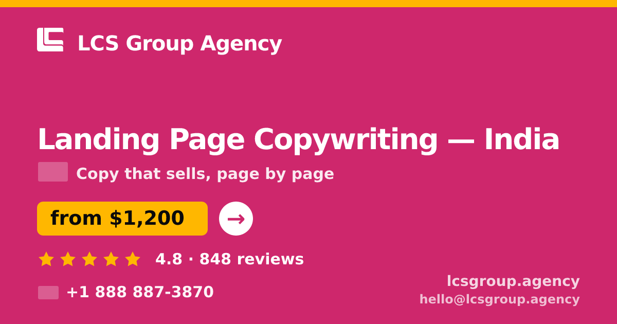 Landing Page Copywriting in Bangalore — from $750, rated 4.7/5 by 948 clients. LCS Group Agency.