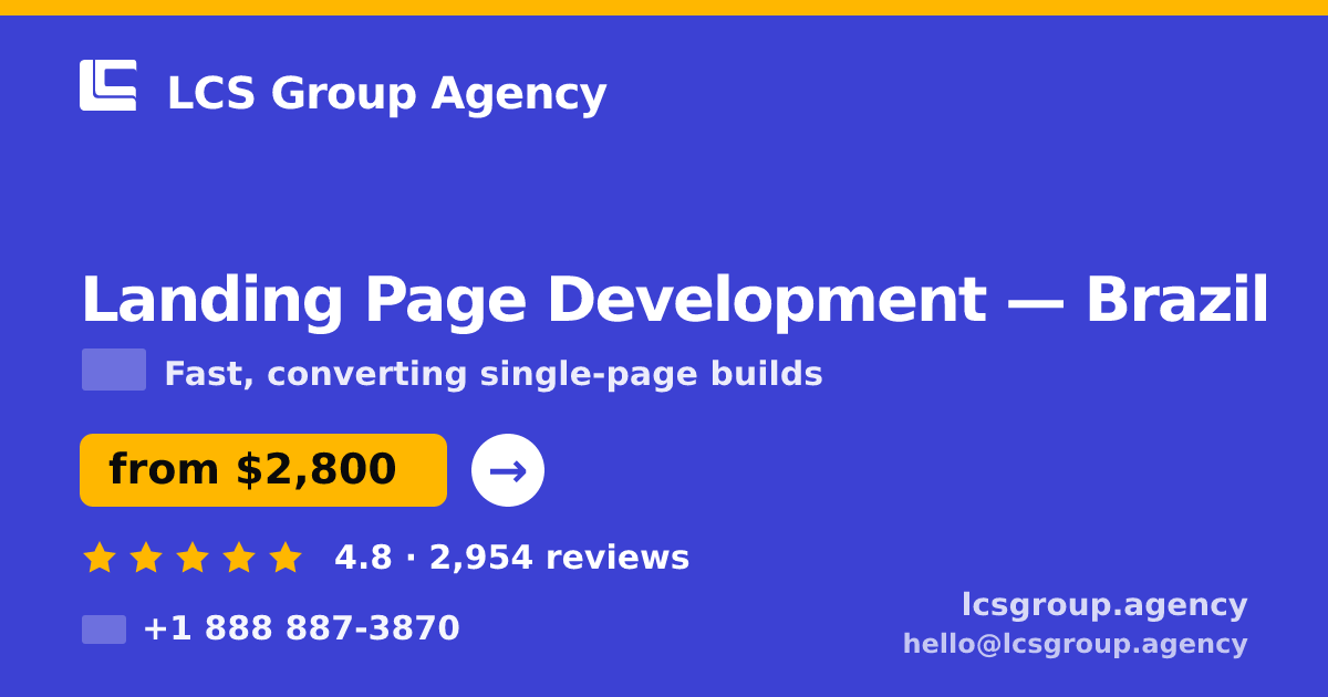 Landing Page Development in São Paulo — from $1,900, rated 4.6/5 by 3177 clients. LCS Group Agency.