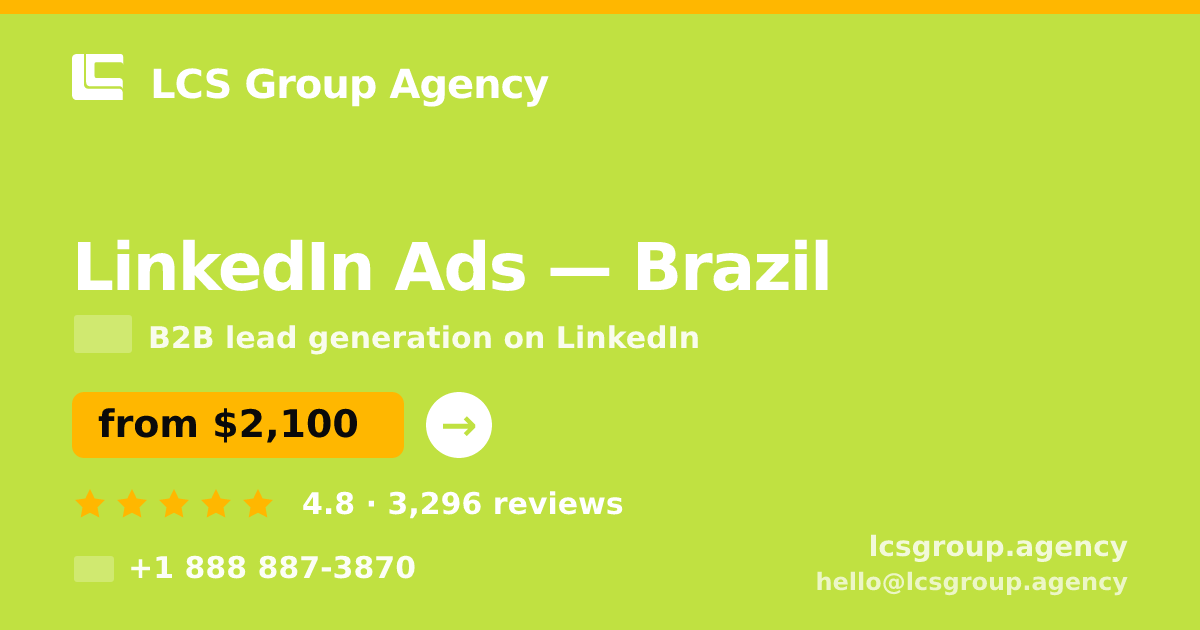 LinkedIn Ads in Rio de Janeiro — from $2,000/mo, rated 4.8/5 by 2927 clients. LCS Group Agency.