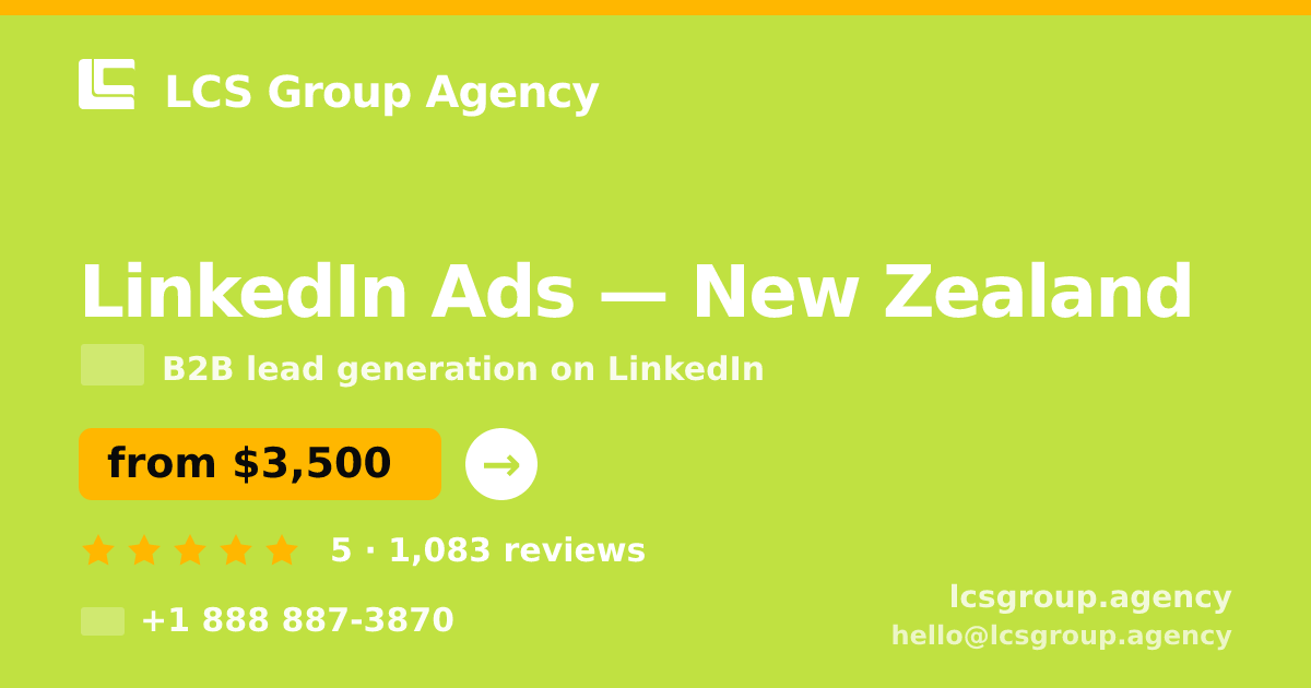 LinkedIn Ads in Wellington — from $3,800/mo, rated 4.9/5 by 644 clients. LCS Group Agency.
