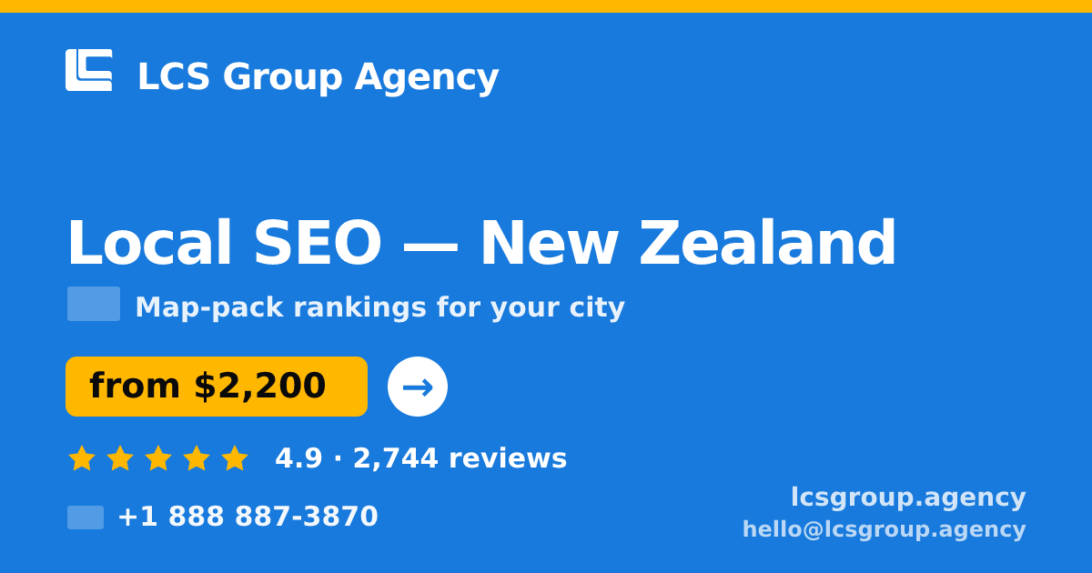 Local SEO in Christchurch — from $2,000/mo, rated 5/5 by 355 clients. LCS Group Agency.