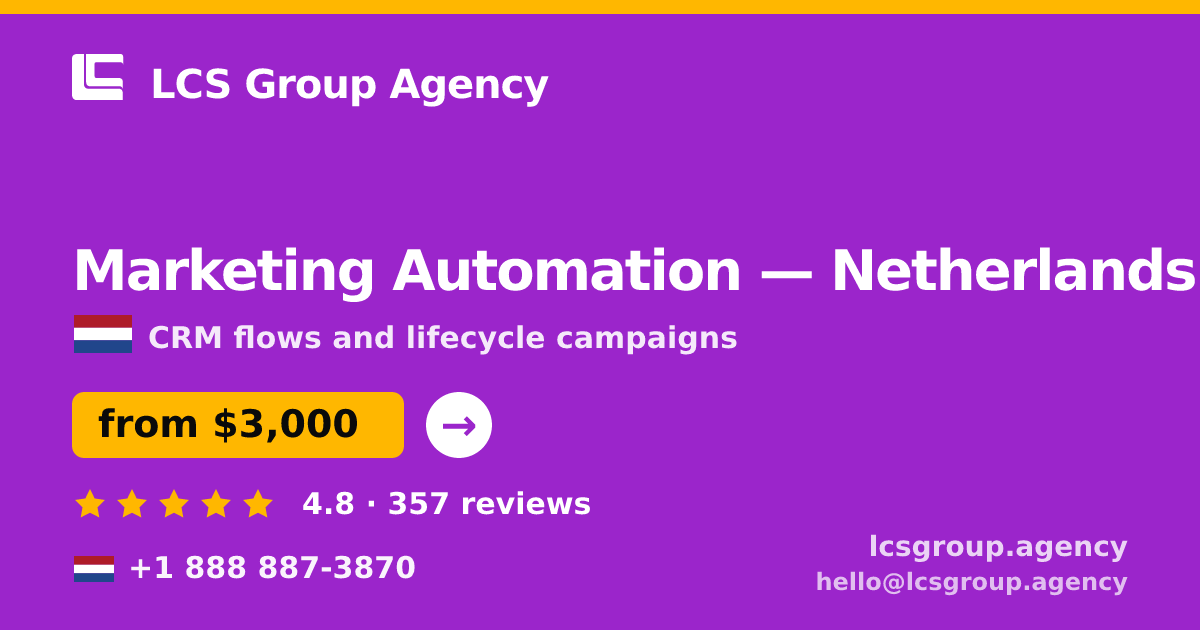 Marketing Automation in Amsterdam — from $3,100/mo, rated 4.5/5 by 2690 clients. LCS Group Agency.