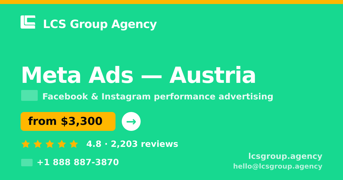 Meta Ads in Graz — from $2,900/mo, rated 4.9/5 by 1082 clients. LCS Group Agency.