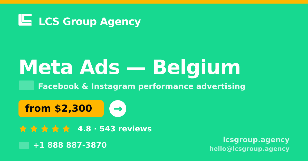 Meta Ads in Antwerp — from $3,200/mo, rated 5/5 by 384 clients. LCS Group Agency.