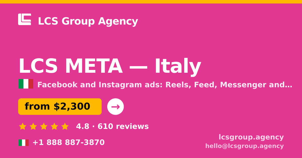LCS META in Italy — from $2,300/mo, rated 4.8/5 by 610 clients. LCS Group Agency.