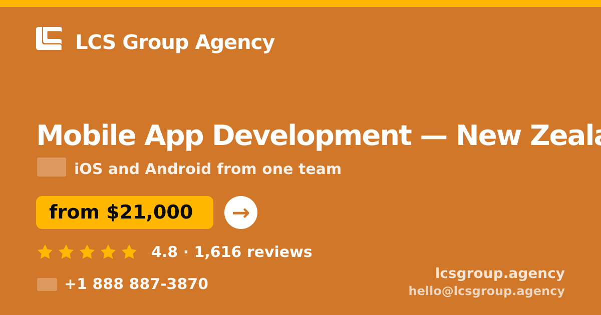 Mobile App Development in Christchurch — from $22,500, rated 4.6/5 by 2619 clients. LCS Group Agency.