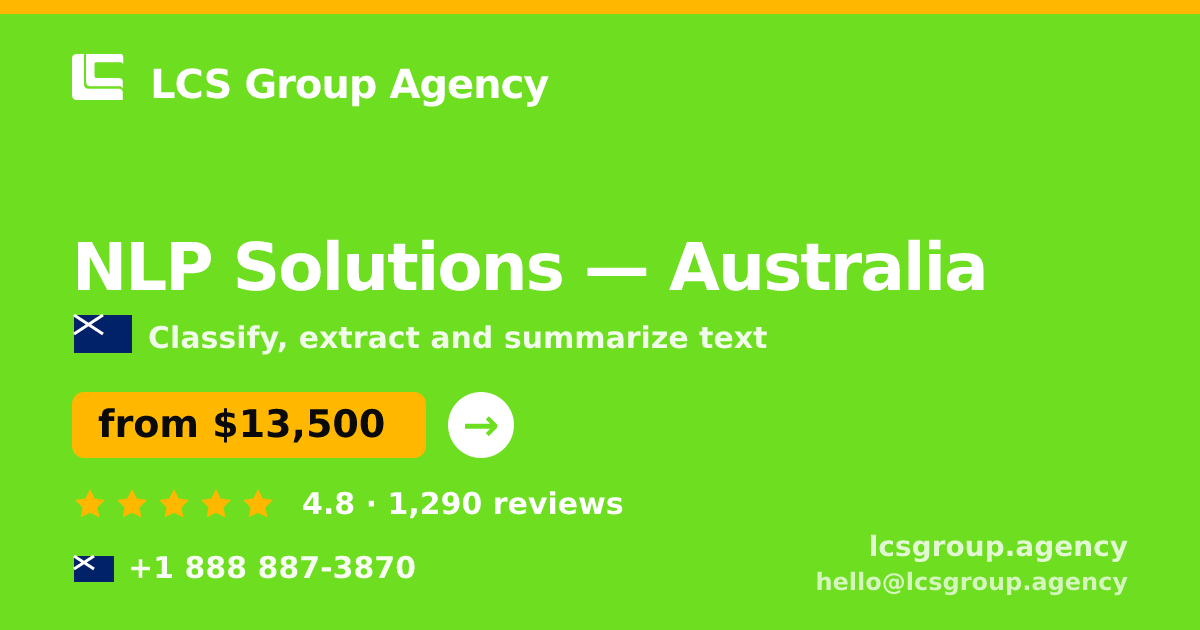 NLP Solutions in Melbourne — from $17,500, rated 5/5 by 1401 clients. LCS Group Agency.