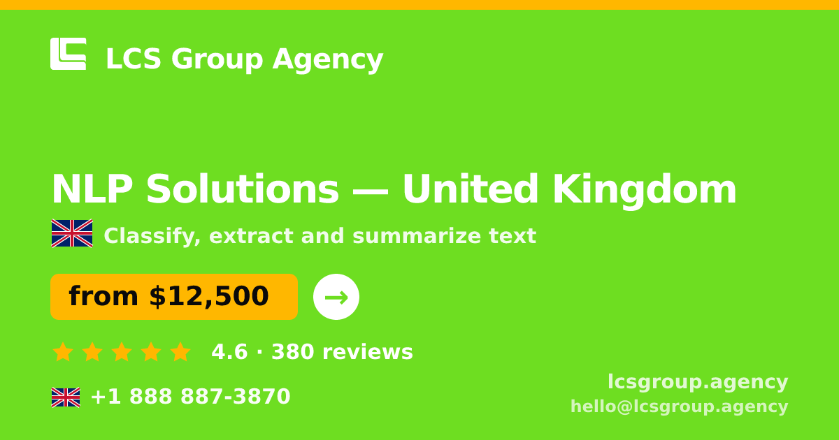 NLP Solutions in Edinburgh — from $13,500, rated 5/5 by 1809 clients. LCS Group Agency.