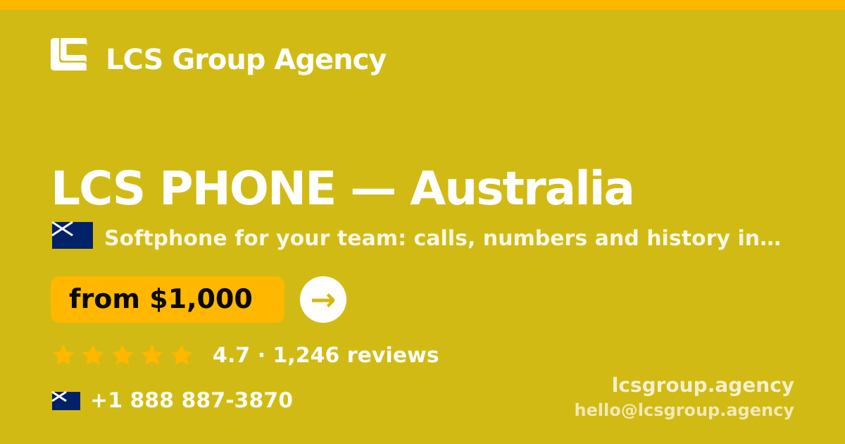 LCS PHONE in Australia — from $1,000/mo, rated 4.7/5 by 1246 clients. LCS Group Agency.