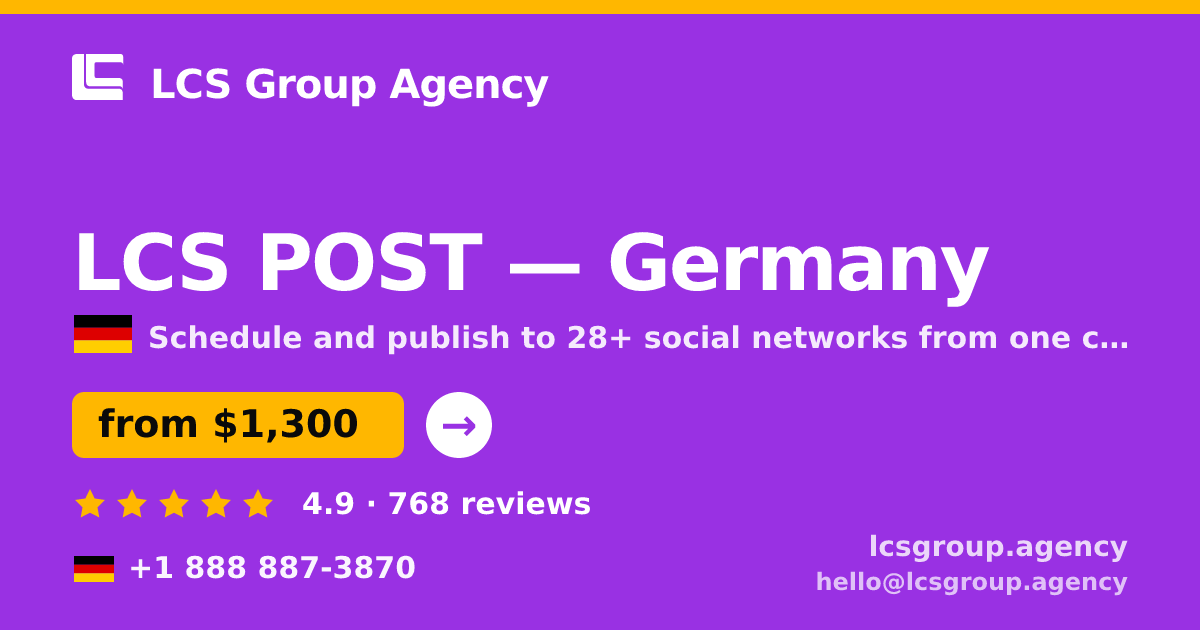 LCS POST in Germany — from $1,300/mo, rated 4.9/5 by 768 clients. LCS Group Agency.