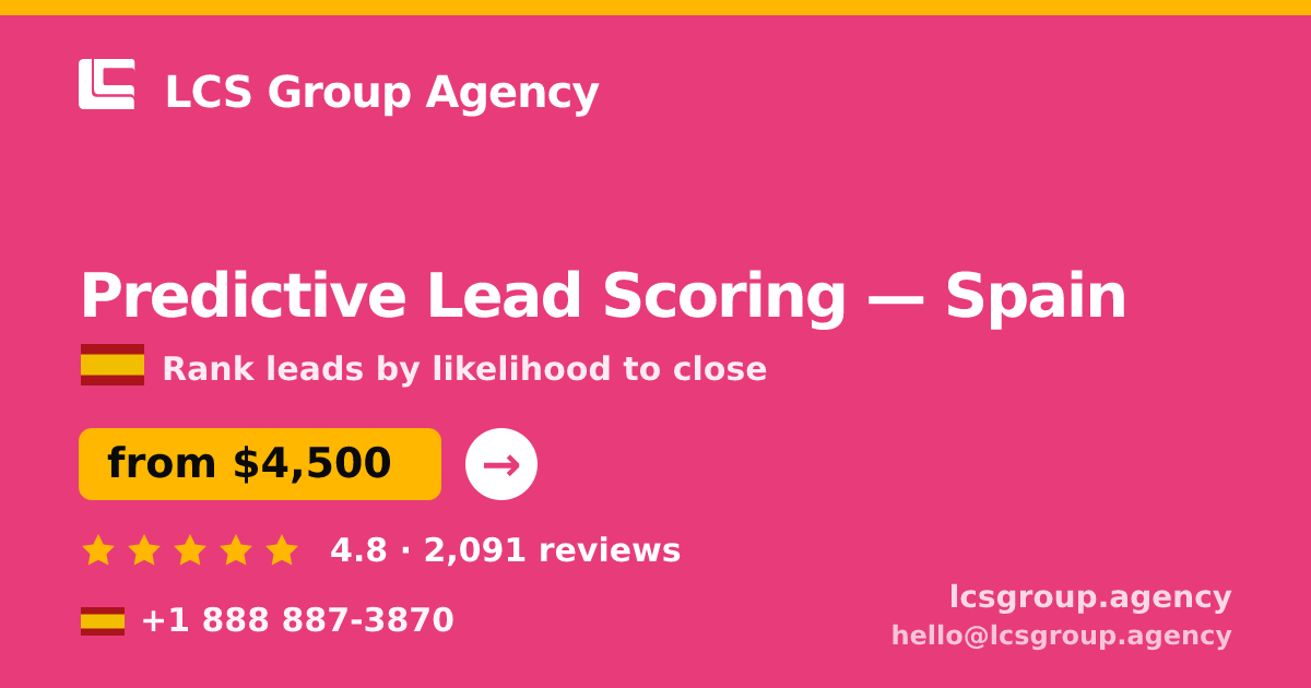 Predictive Lead Scoring in Spain — from $4,500, rated 4.8/5 by 2091 clients. LCS Group Agency.