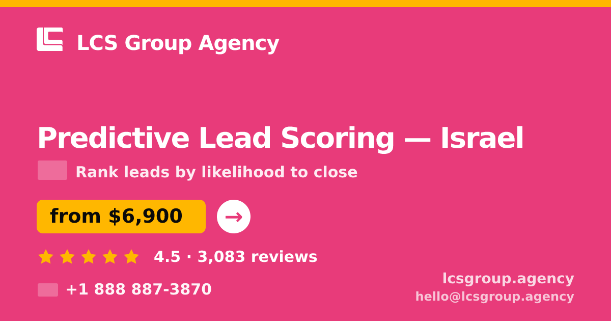 Predictive Lead Scoring in Israel — from $6,900, rated 4.5/5 by 3083 clients. LCS Group Agency.