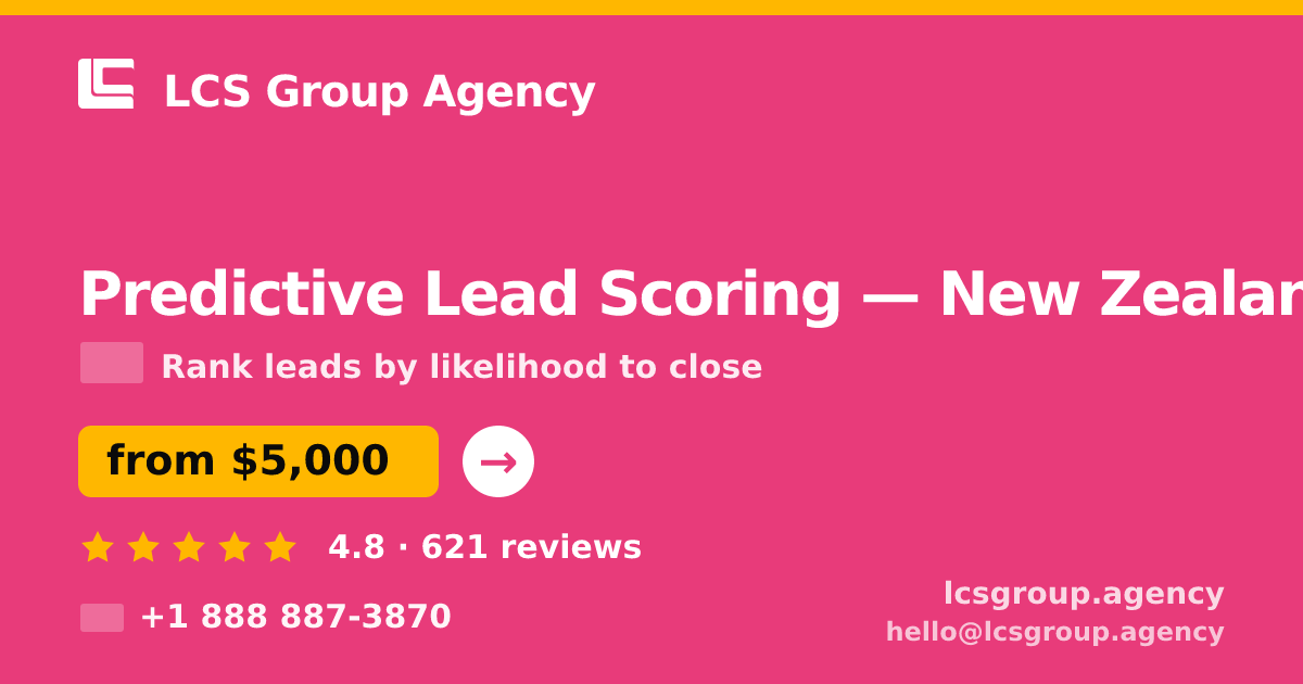 Predictive Lead Scoring in Auckland — from $6,200, rated 4.6/5 by 1494 clients. LCS Group Agency.