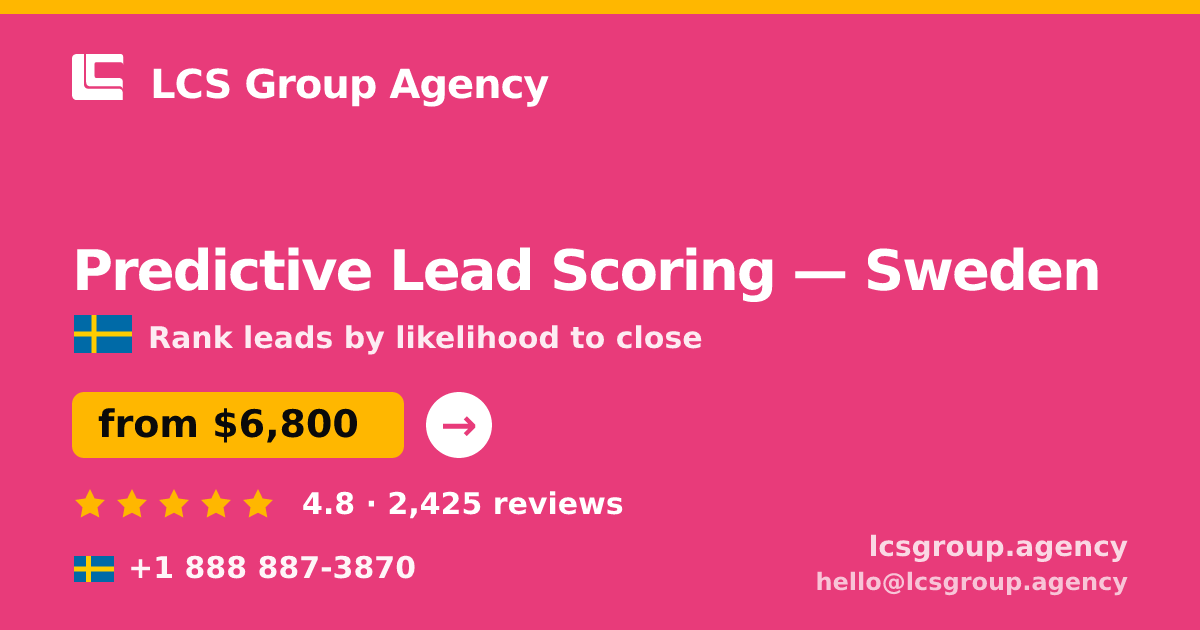 Predictive Lead Scoring in Gothenburg — from $6,600, rated 4.8/5 by 1386 clients. LCS Group Agency.