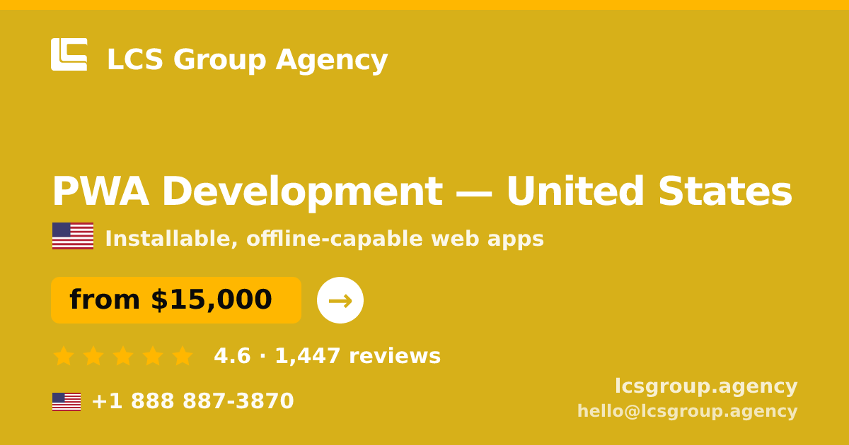 PWA Development in Detroit — from $13,500, rated 4.9/5 by 3458 clients. LCS Group Agency.