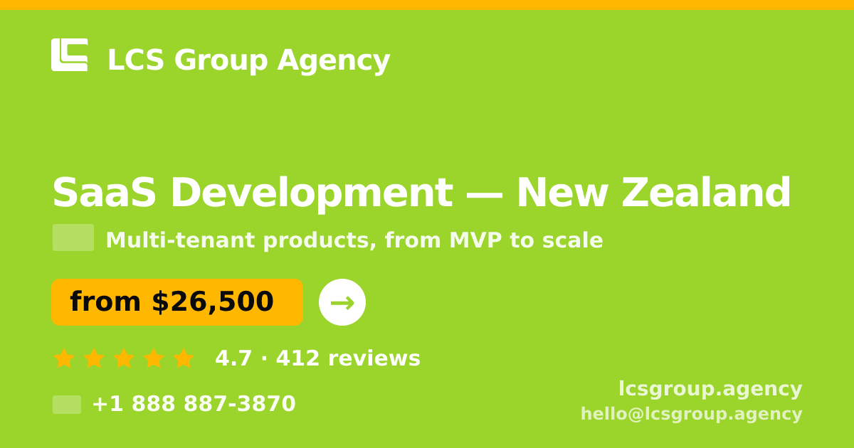 SaaS Development in Wellington — from $24,500, rated 4.8/5 by 2091 clients. LCS Group Agency.