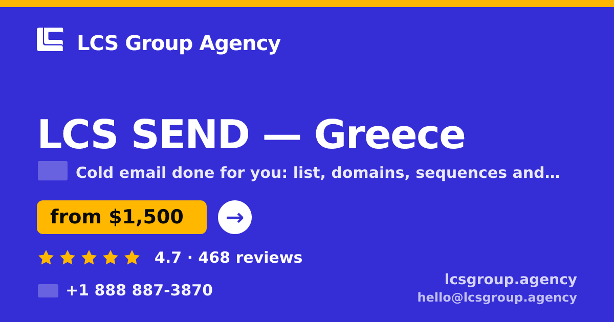 LCS SEND in Greece — from $1,500/mo, rated 4.7/5 by 468 clients. LCS Group Agency.