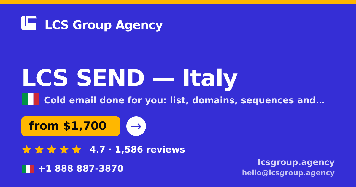 LCS SEND in Italy — from $1,700/mo, rated 4.7/5 by 1586 clients. LCS Group Agency.