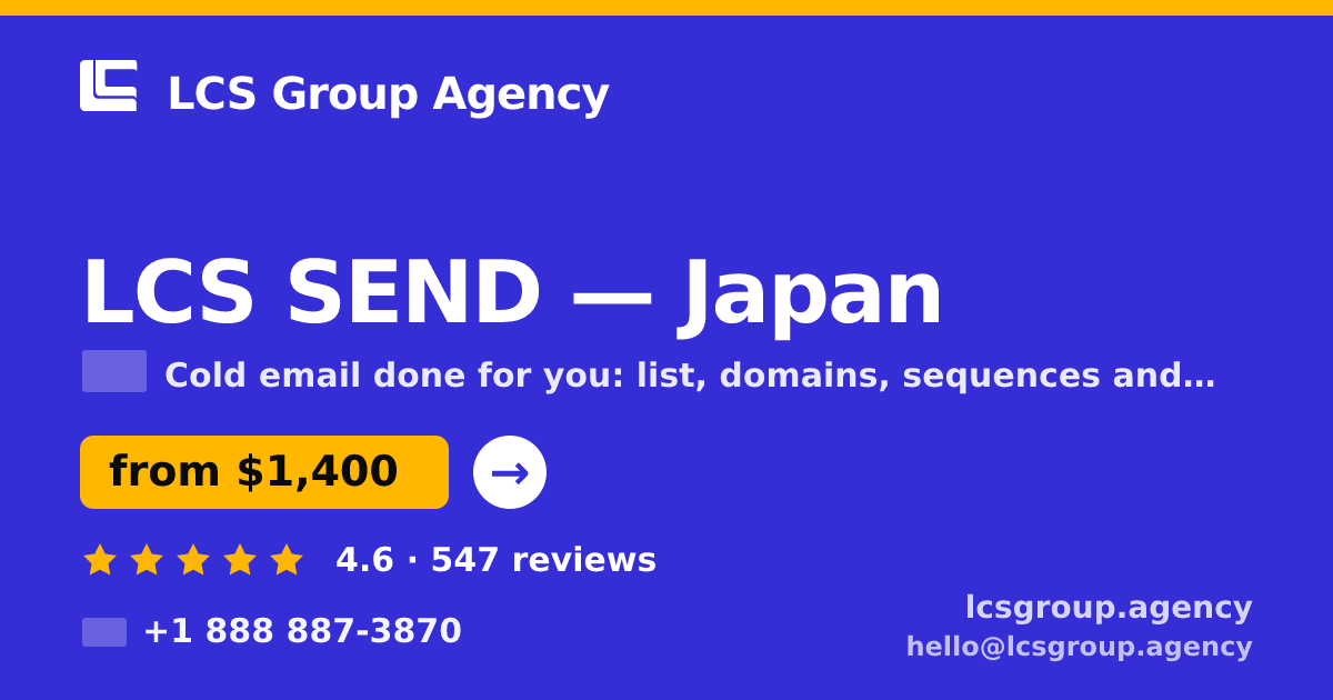 LCS SEND in Japan — from $1,400/mo, rated 4.6/5 by 547 clients. LCS Group Agency.