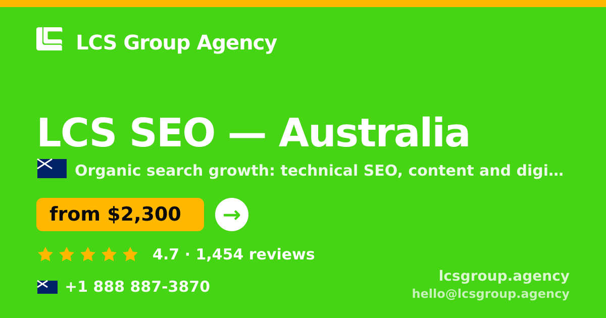 LCS SEO in Australia — from $2,300/mo, rated 4.7/5 by 1454 clients. LCS Group Agency.