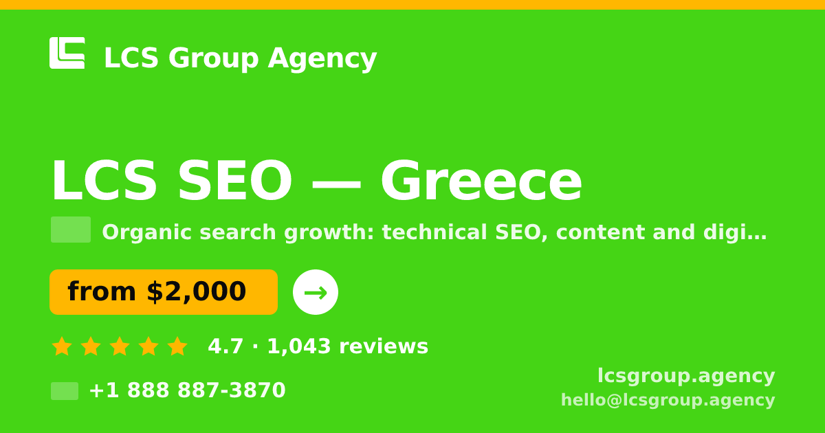 LCS SEO in Athens — from $1,900/mo, rated 5/5 by 1768 clients. LCS Group Agency.