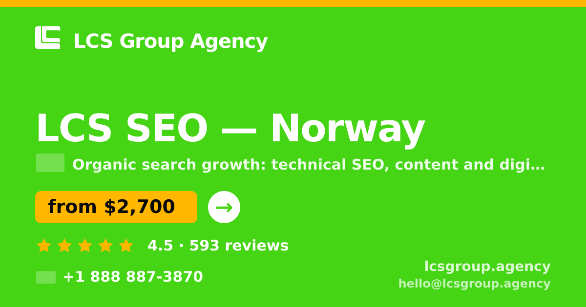 LCS SEO in Norway — from $2,700/mo, rated 4.5/5 by 593 clients. LCS Group Agency.