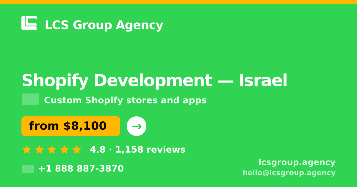 Shopify Development in Jerusalem — from $7,000, rated 4.8/5 by 3214 clients. LCS Group Agency.