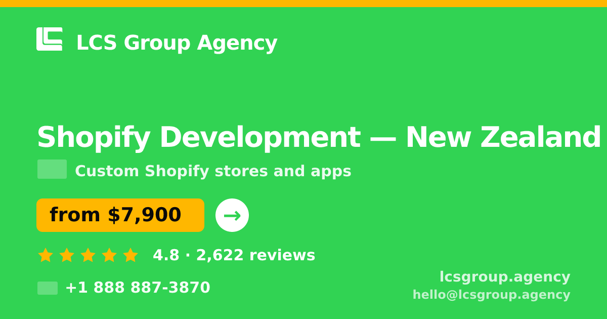 Shopify Development in Christchurch — from $6,800, rated 4.6/5 by 521 clients. LCS Group Agency.