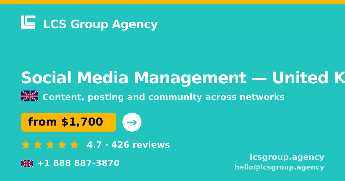 Social Media Management in Glasgow — from $1,300/mo, rated 4.7/5 by 1592 clients. LCS Group Agency.