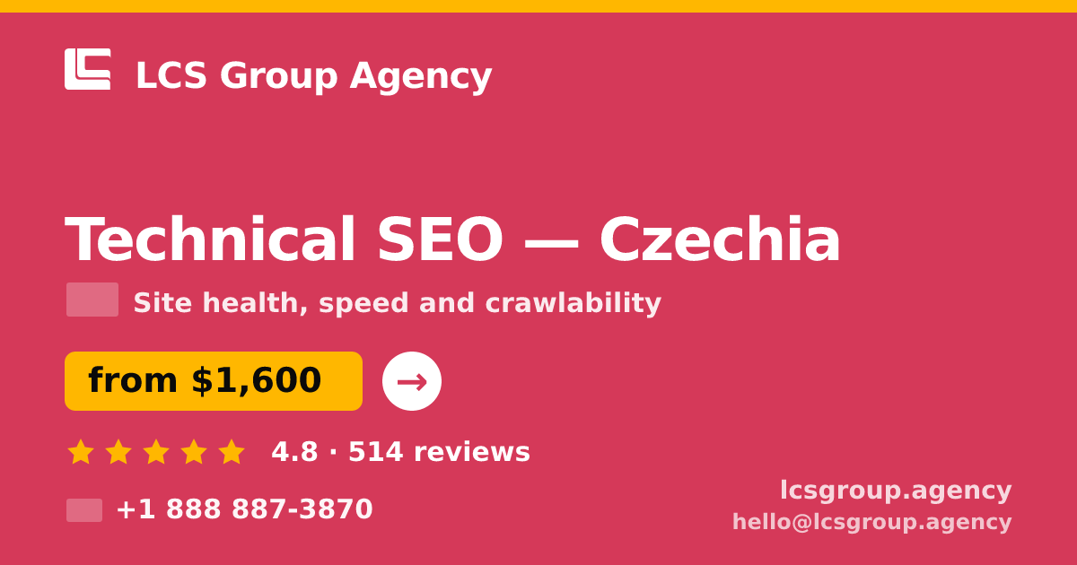 Technical SEO in Czechia — from $1,600, rated 4.8/5 by 514 clients. LCS Group Agency.