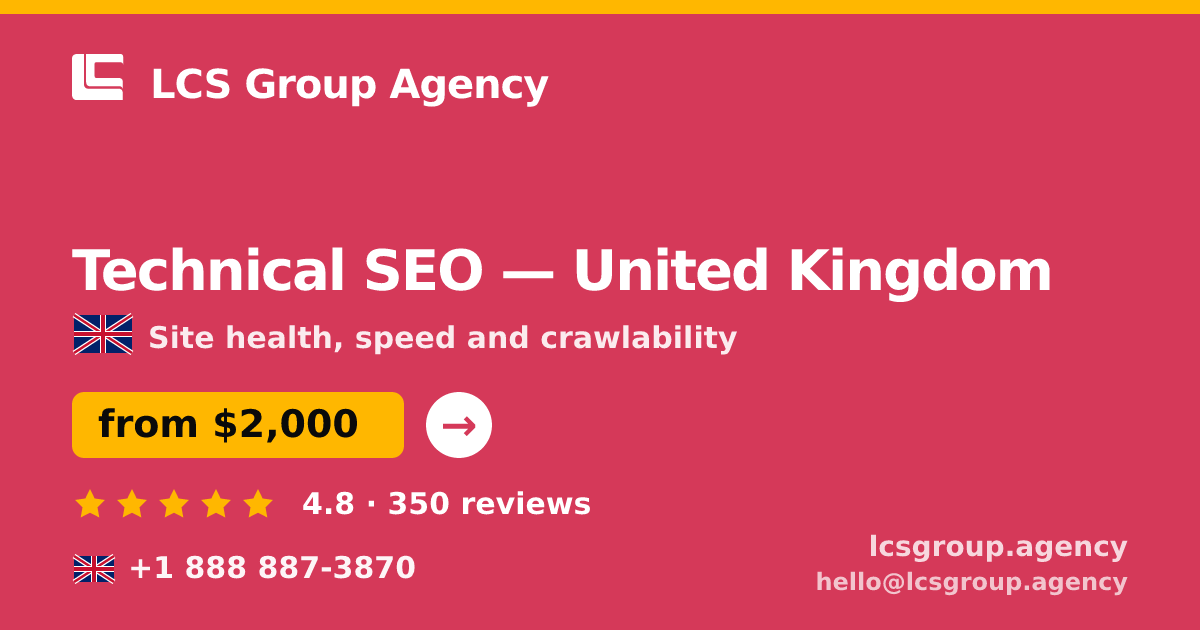 Technical SEO in Birmingham — from $2,300, rated 4.5/5 by 2579 clients. LCS Group Agency.