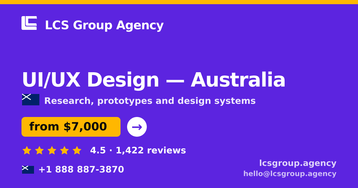 UI/UX Design in Australia — from $7,000, rated 4.5/5 by 1422 clients. LCS Group Agency.