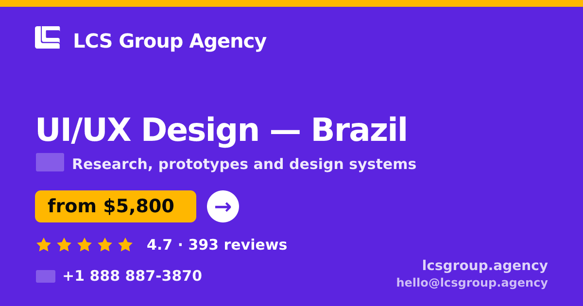 UI/UX Design in Brazil — from $5,800, rated 4.7/5 by 393 clients. LCS Group Agency.