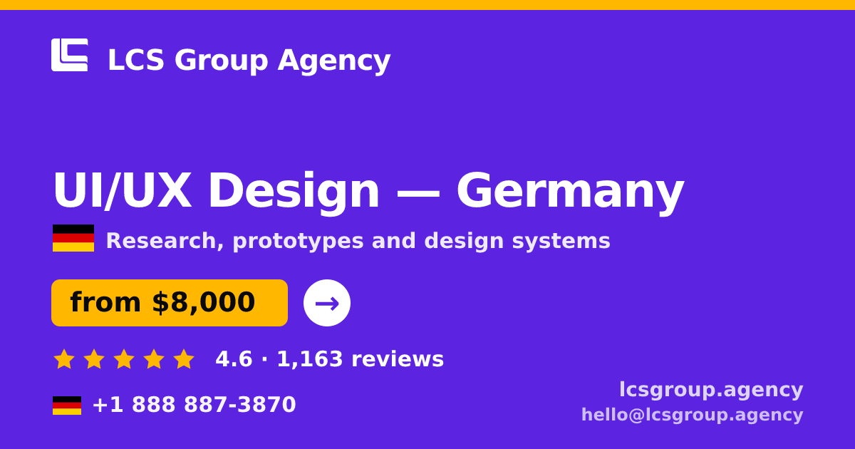 UI/UX Design in Berlin — from $8,300, rated 4.9/5 by 1925 clients. LCS Group Agency.