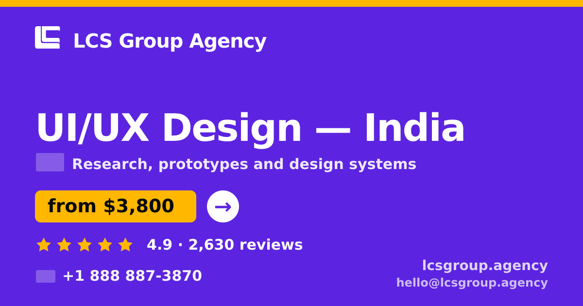 UI/UX Design in Bangalore — from $2,600, rated 4.6/5 by 2516 clients. LCS Group Agency.