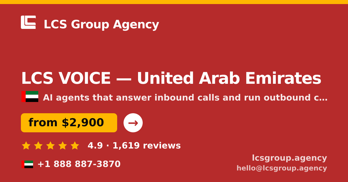 LCS VOICE in United Arab Emirates — from $2,900/mo, rated 4.9/5 by 1619 clients. LCS Group Agency.