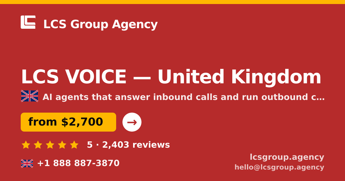 LCS VOICE in Birmingham — from $2,100/mo, rated 5/5 by 3150 clients. LCS Group Agency.