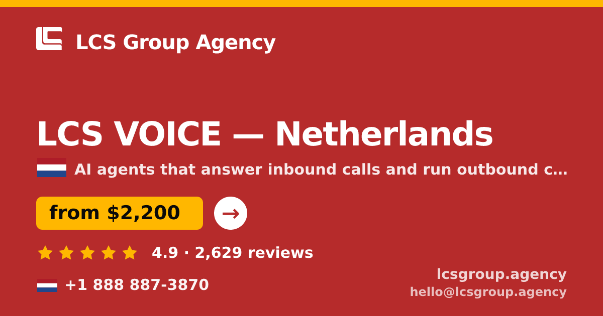 LCS VOICE in Amsterdam — from $3,000/mo, rated 4.6/5 by 2814 clients. LCS Group Agency.