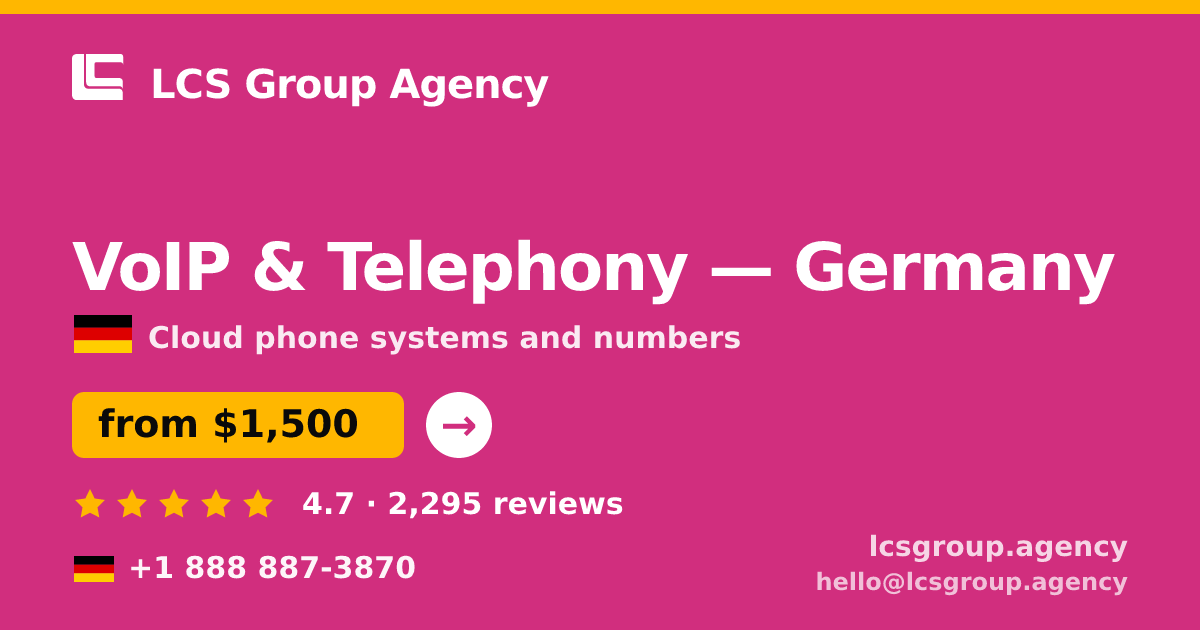 VoIP & Telephony in Frankfurt — from $2,200/mo, rated 4.9/5 by 1601 clients. LCS Group Agency.