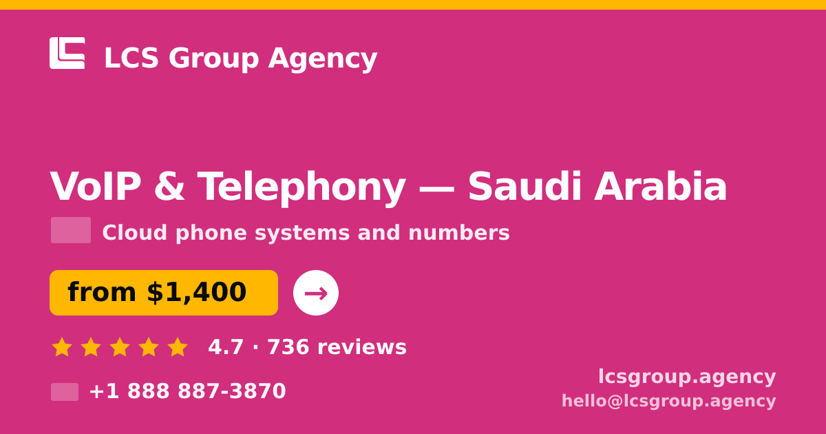VoIP & Telephony in Jeddah — from $1,800/mo, rated 4.8/5 by 2565 clients. LCS Group Agency.