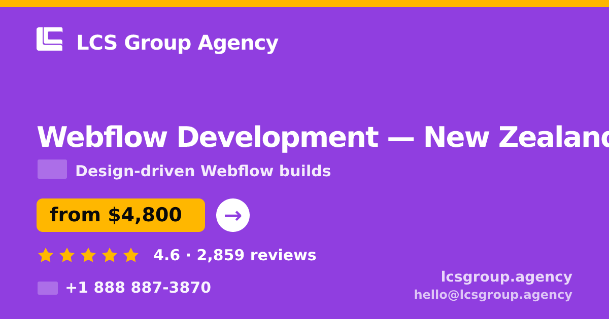 Webflow Development in Christchurch — from $4,500, rated 5/5 by 2029 clients. LCS Group Agency.