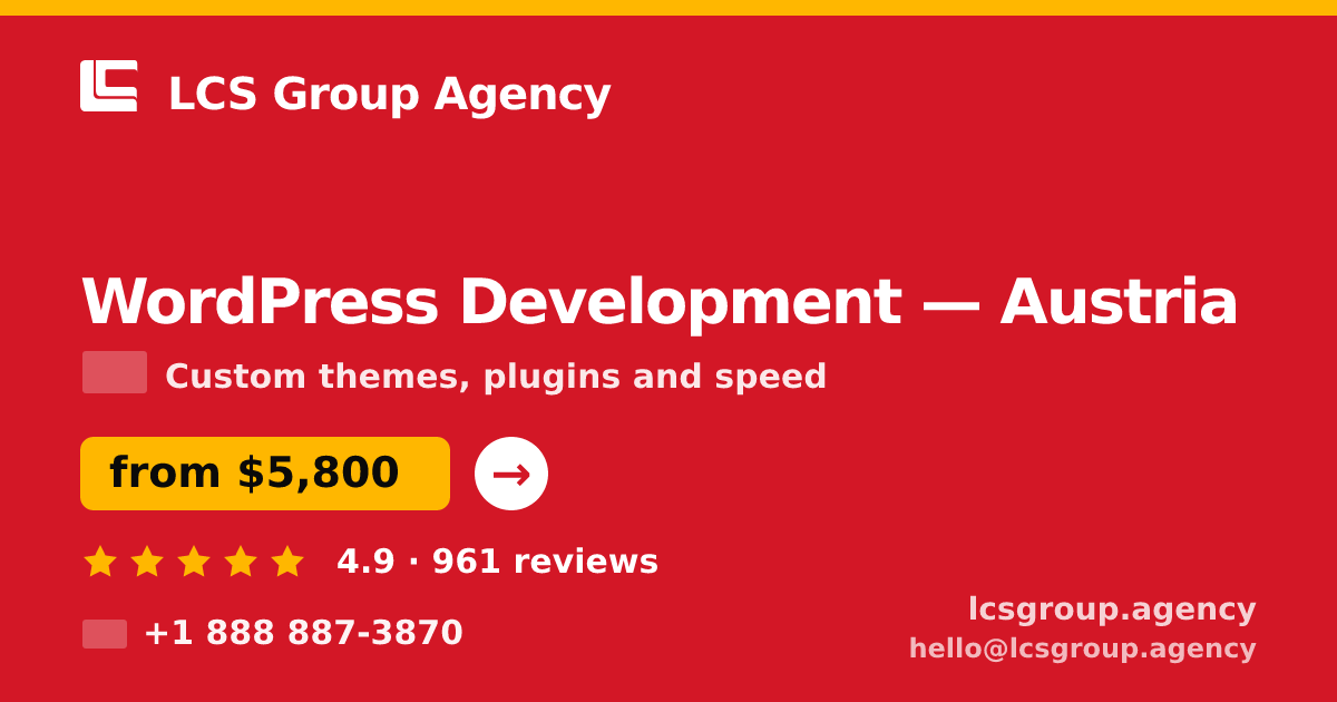 WordPress Development in Vienna — from $5,000, rated 4.9/5 by 529 clients. LCS Group Agency.